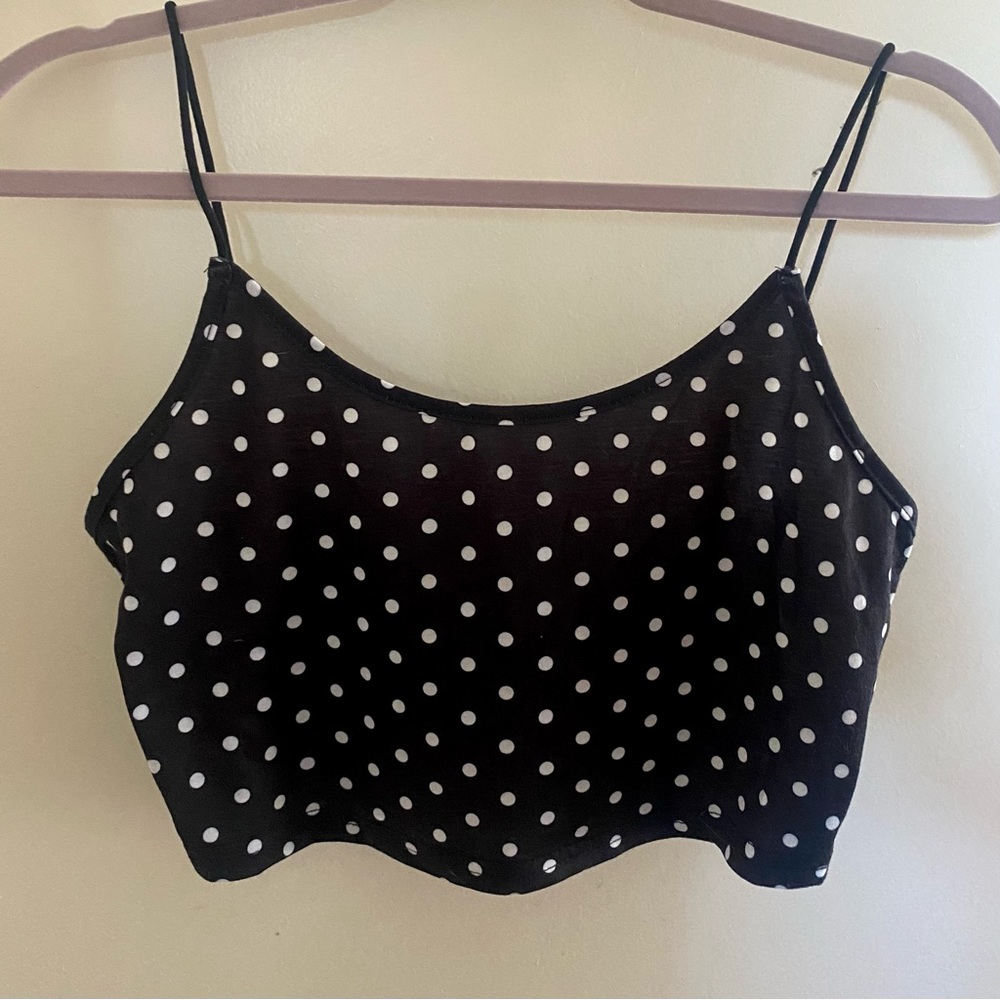 SHEIN BLACK POLKA DOT CROP TANK TOP